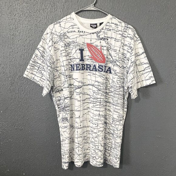 State Of Mine I Love Nebraska T-Shirt Mens L White Black Corn Map Short Sleeve - Picture 1 of 6